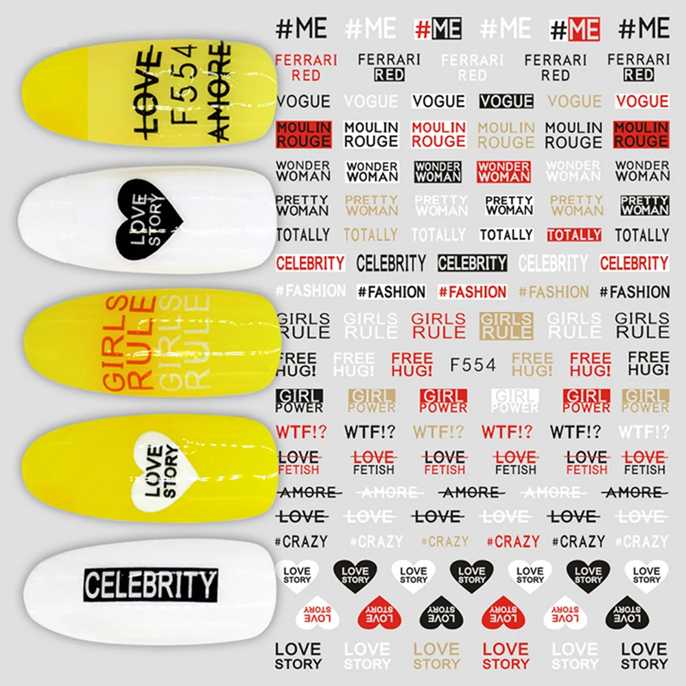 

Супертонкие 3D наклейки для дизайна ногтей, наклейки с буквами и надписями, искусственные наклейки, уличный крутой дизайн, обертывания для н...