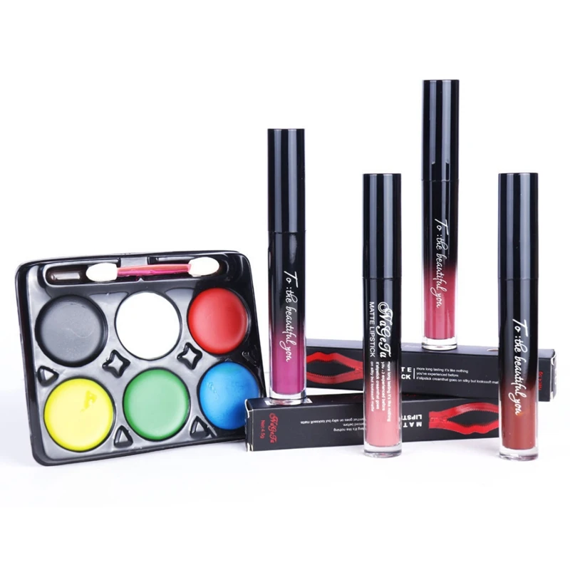 Набор для макияжа на Хэллоуин краска лица матовый блеск губ помада тени век