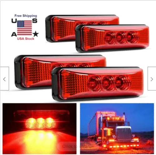 

Waterproof Beacon Light for Trailer 4PCS 3LED 12V Side Marker Lights Car Trunk Tail Light Signal Indicator Lamp High Brightness