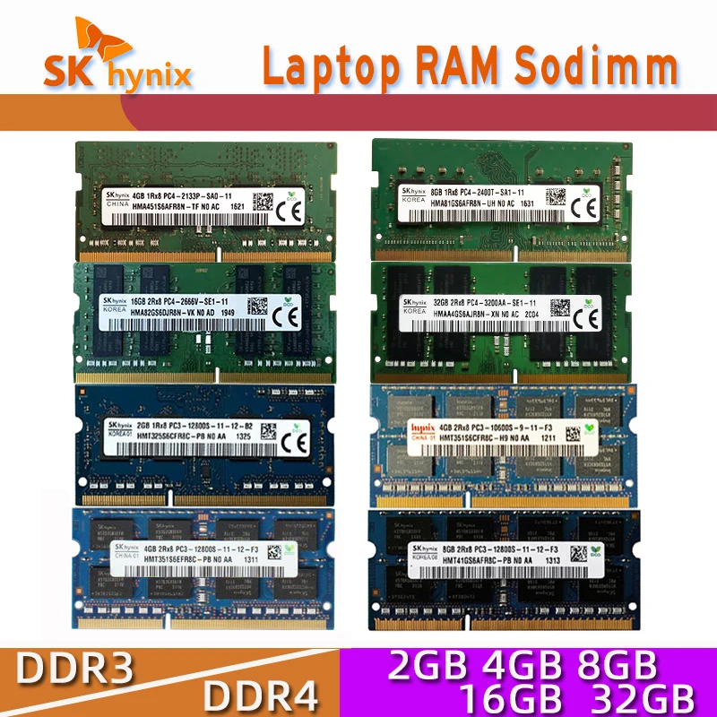 Оперативная память для ноутбука SKhynix 2 ГБ 4 8 16 32 DDR4 DDR3 10600S 12800S 2133 2400 - Цена: 11983.86