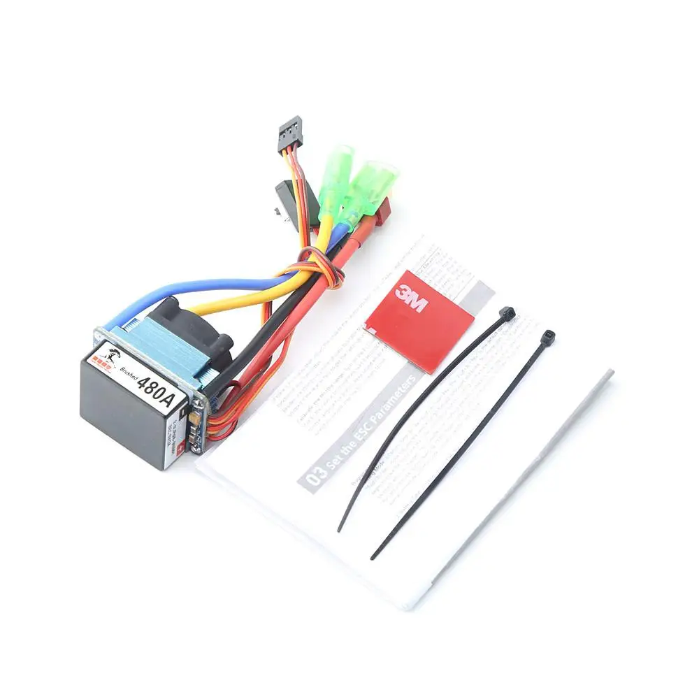 

480A With fan Brushed ESC Dual-way Bidirectional ESC Water/Air-cooled Waterproof Speed Controller for RC Cars/Boats