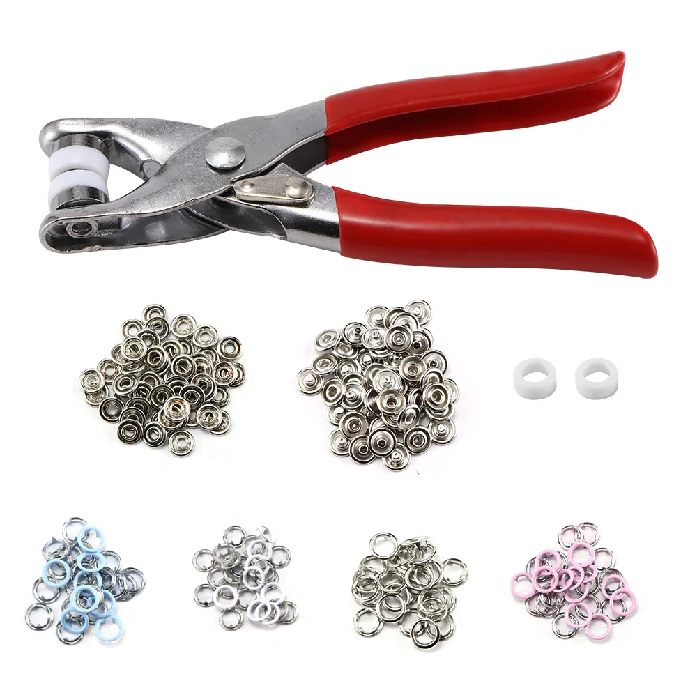 Металлический штырь кнопки люверсами крепежи комплект фиксирующие плоскогубцы