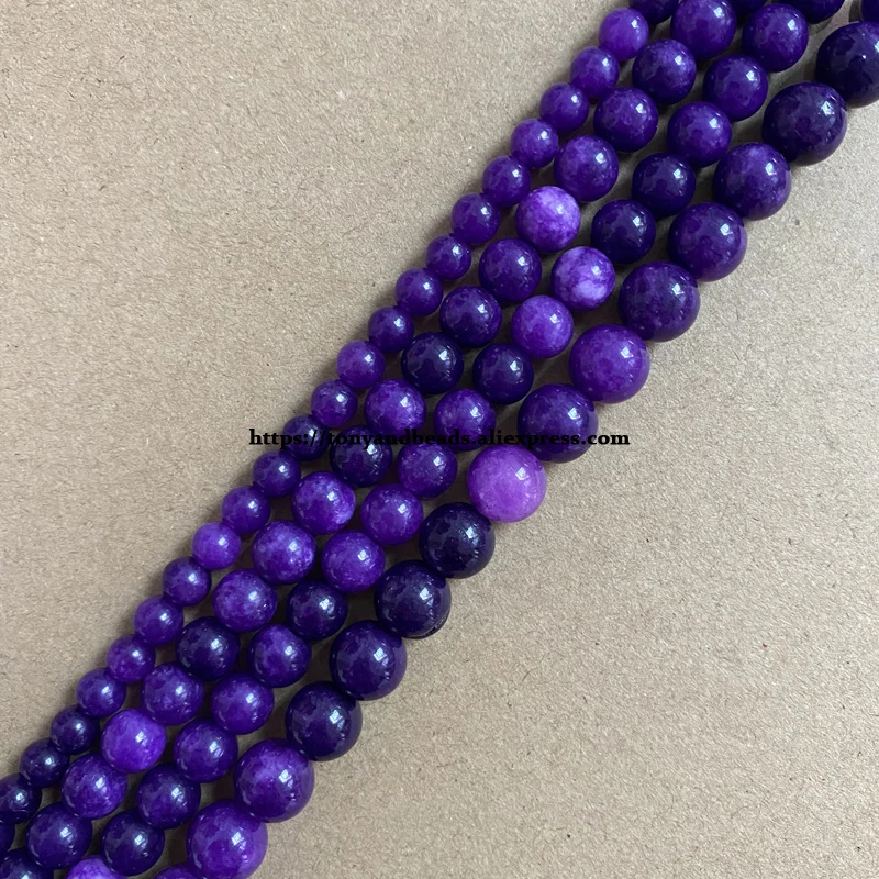 

Natural A Quality Dark Purple Color Jade Stone Round Loose Beads 6 8 10MM Pick Size For Jewelry Making DIY