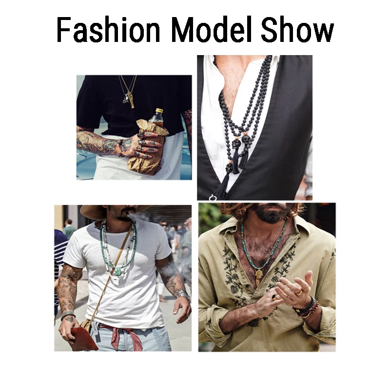 Ожерелье Mcllroy длинное с бусинами из натурального камня для мужчин и женщин