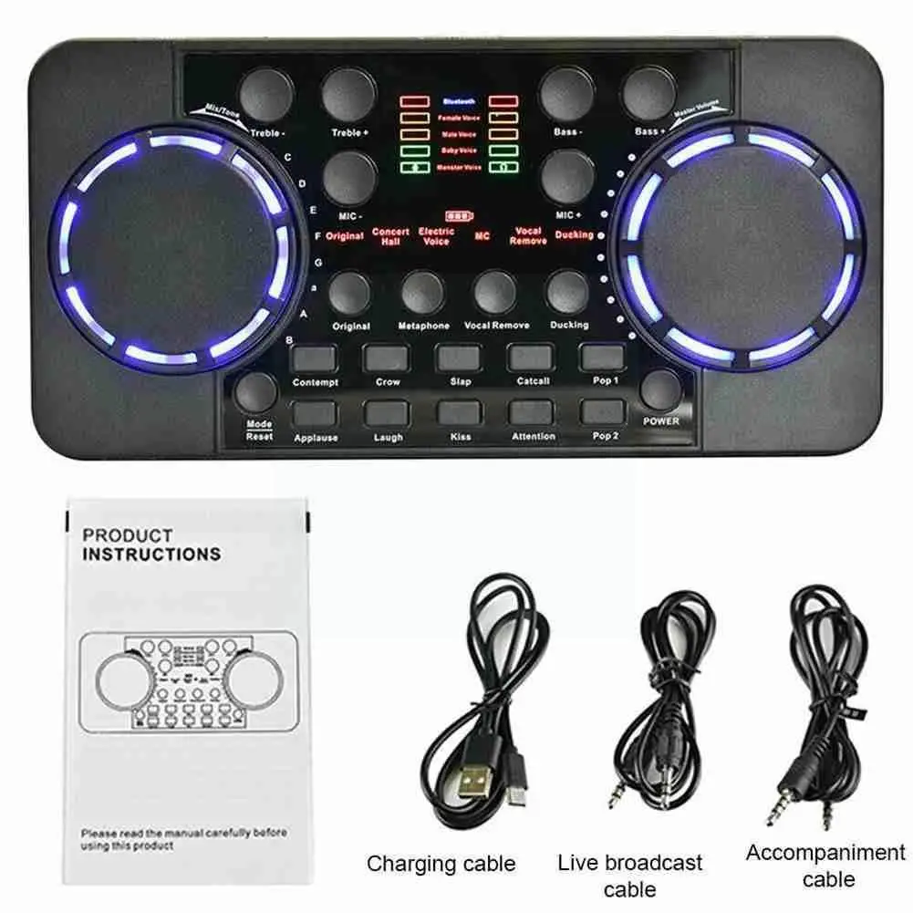 

Mixer Live Broadcast Studio Singing Noise Reduction Portable External Bluetooth 4.0 Sound Card For Phone Computer Recording V3u0