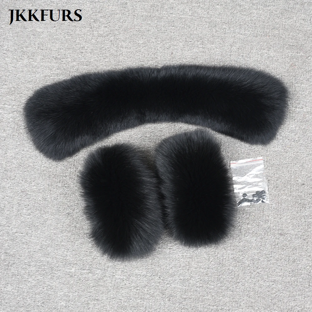 2021 Зимний натуральный Лисий мех модный воротник манжеты набор аксессуаров из