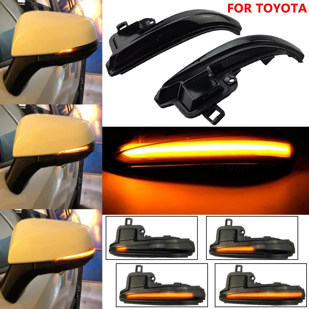 

Для Toyota Alphard Vellfire AH30 Tacoma 16-20 RAV4 2019 -21 Highlander 2020, боковое зеркало, светодиодный динамический поворотный сигнал, последовательный свет