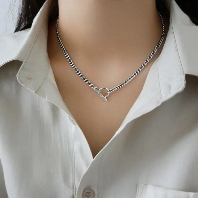 

925 Sterling Silver Fashion Choker Pendant Necklace For Women Party FINE Jewelry