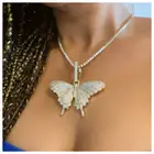Ожерелье с кулоном в виде крыльев бабочки со сверкающими крыльями на заказ, кубинская цепочка 12 мм, золотой и серебряный цвет, очаровательные ювелирные изделия в стиле хип-хоп, новинка 2021