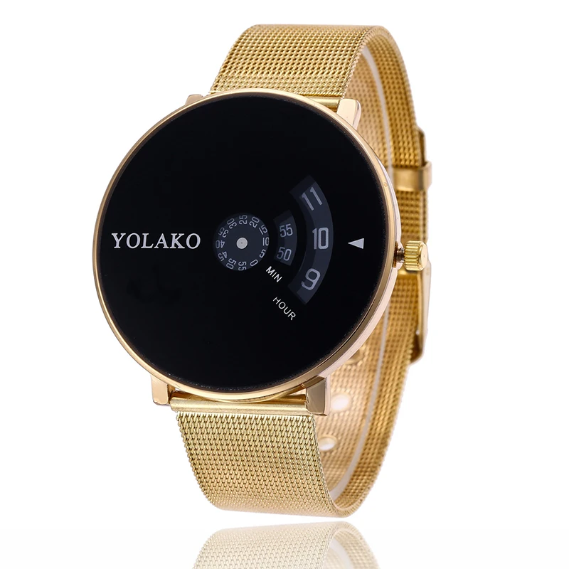 Новые Модные Простые унисекс золотые часы женские из сплава для молодых девушек