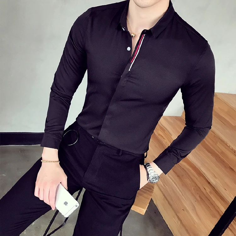 

2021 Brand clothing Fashion Men Leisure pure cotton slim fit long sleeve shirts/Male High quality Lapel shirts Plus size S-5XL