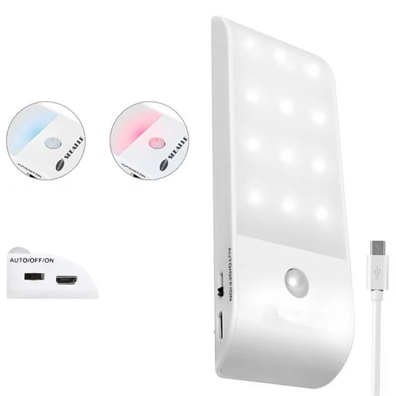

Светодиодный ночник, Перезаряжаемый USB-светильник с датчиком движения PIR для шкафа, гардероба, спальни, коридора