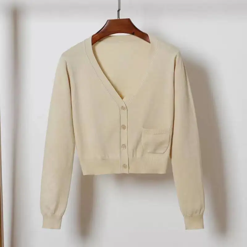 Женский укороченный свитер Flymokoii повседневный трикотажный кардиган свободного