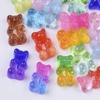 20pcs cute bear translucent resin cabochons multicolor charms pendant for lovely diy jewelry earring bracelet making accessories