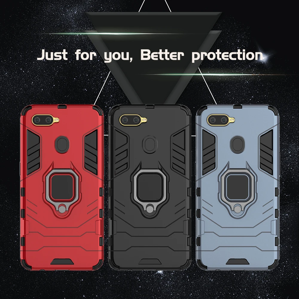 shockproof case for oppo a5s a7 a3s a5 a9 2020 a1k ax5 ax5s ax7 armor back cover hard casing with ring holder free global shipping
