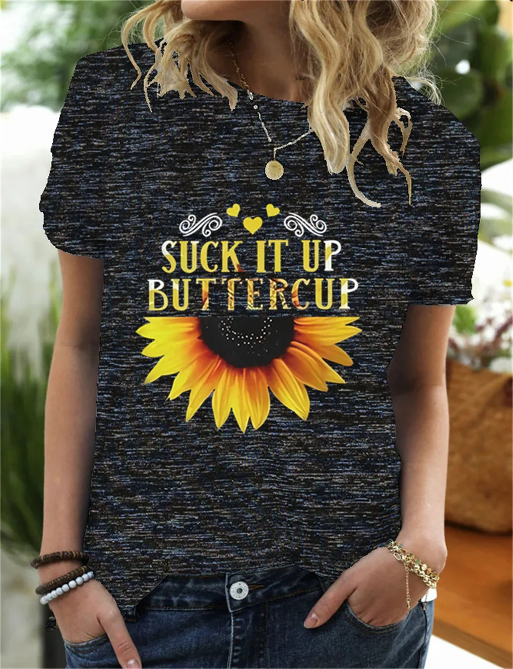 Смирись Лютик футболка с рисунком подсолнечника для женщин принтом букв