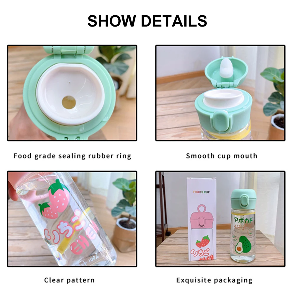 Портативная большая емкость мультяшная фруктовая бутылка для воды с поп крышкой портативная чашка