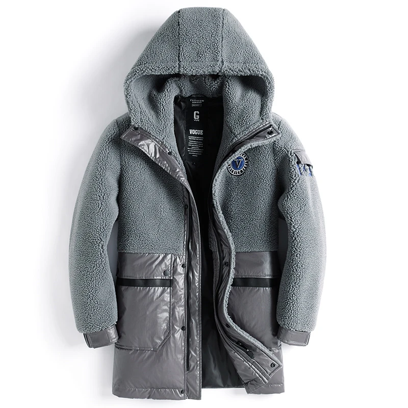 90% белый пуховик для мужчин Зимняя шерстяная пуховая куртка Толстая мужская