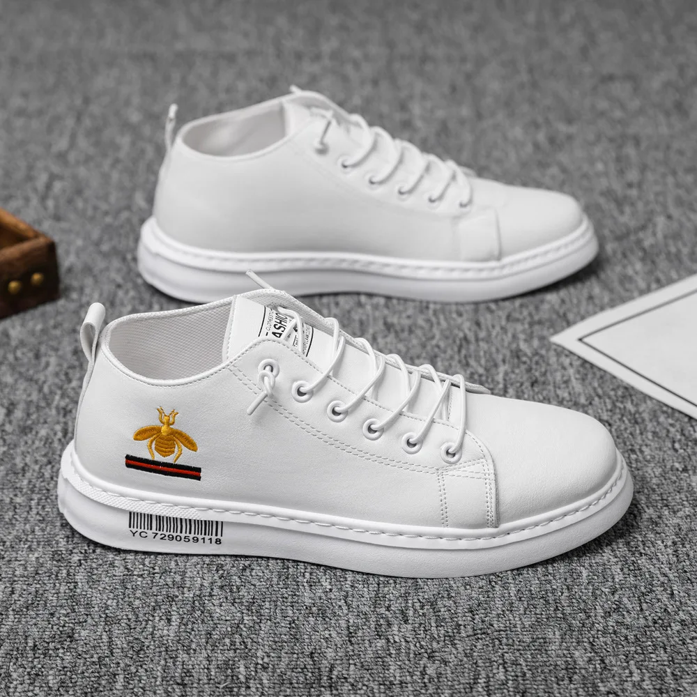 

2021 Fashion little bee embroidery men's casual shoes all-match men sports shoes trend PU men board shoes outdoor running shoes