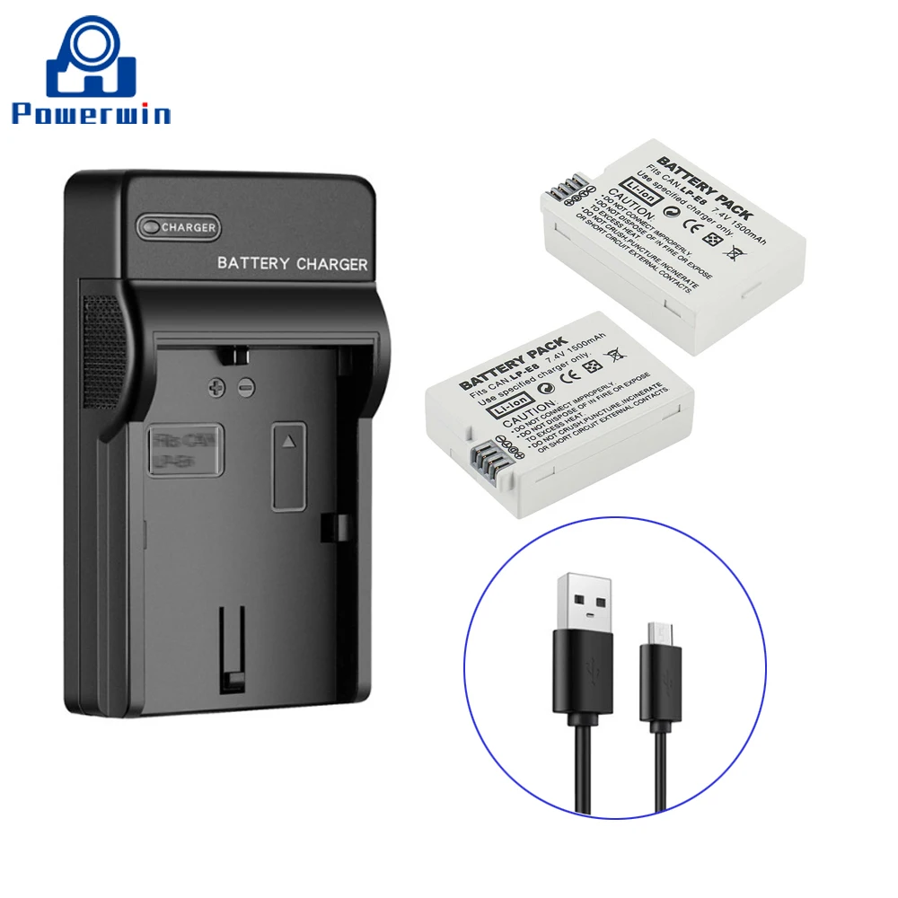 Powerwin 3 шт. 1500 мАч 7 4 V LP-E8 LPE8 Камера Батарея USB ЖК-дисплей двойной Зарядное