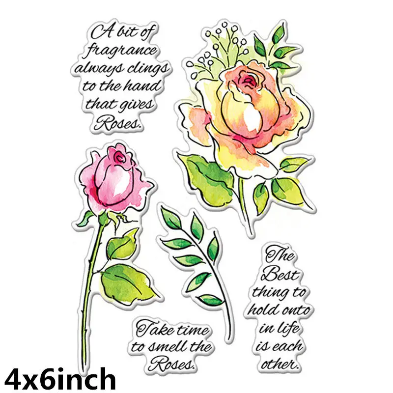 

Fragrant Roses New 4x6inch Transparent Silicone Clear Stamp For Scrapbooking DIY Craft Decoration Soft Stamp Photo Album