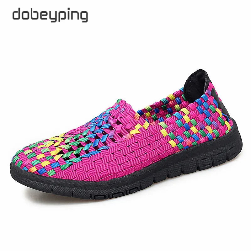dobeyping New Autumn Women's Shoes Colorful Woven Female Flats Casual Slip On Sneakers Woman Light Weight Walking Women Loafers