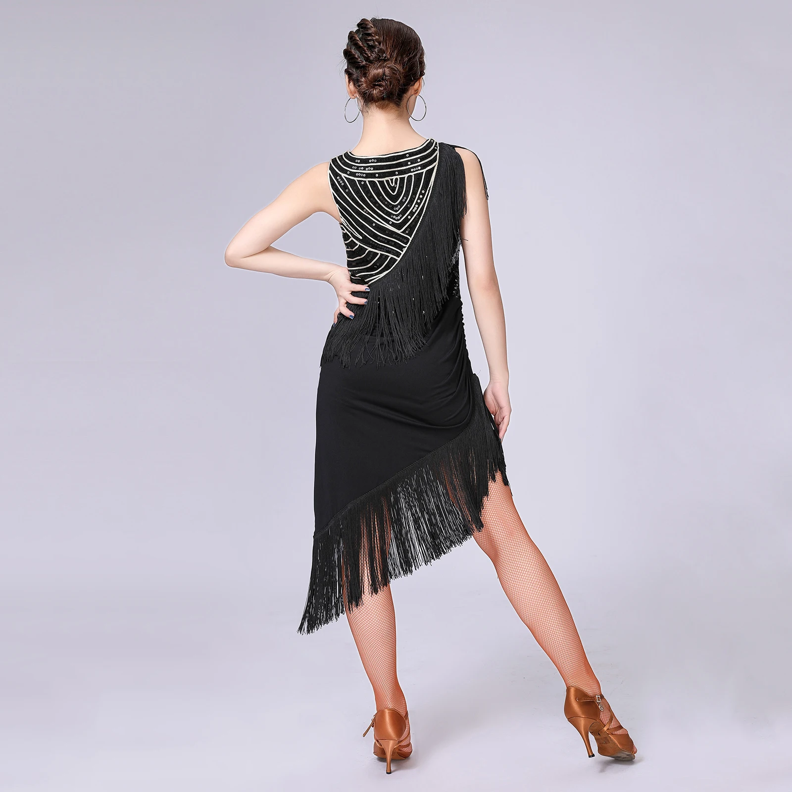 Женский костюм для латиноамериканских танцев элегантное платье с блестками и