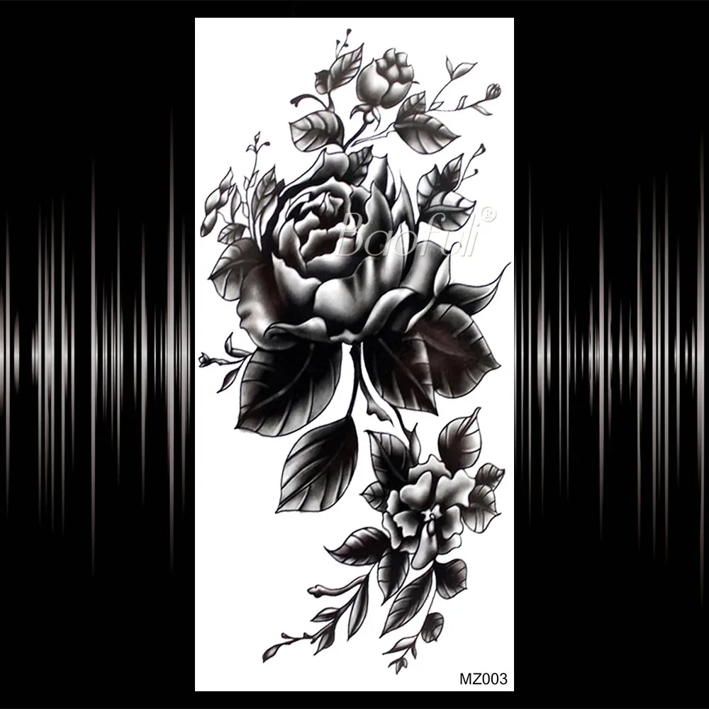 Черные женские временные тату хной поддельные ювелирные изделия кулон цветок