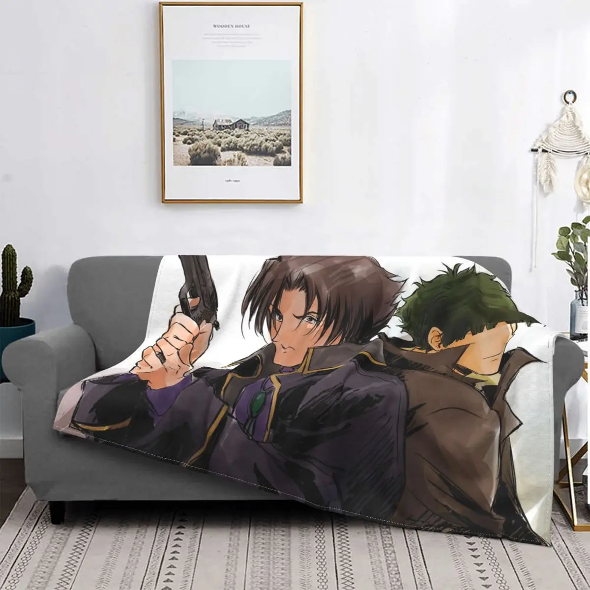 

Bebop-mantas de lana con estampado de Anime, ropa de cama ultrasuave para sofá, al aire libre, Spiegel