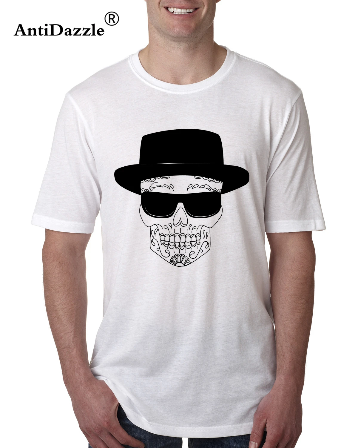 Antidazzle Высокое качество забавные черепа Гейзенберга дизайн для мужчин футболка с