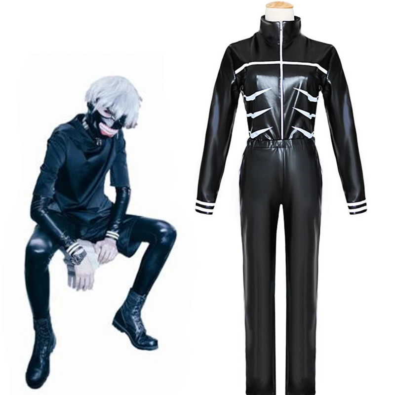 Аниме Токийский Гуль косплей костюмы Кен канеки Косплей Костюм Черное пальто