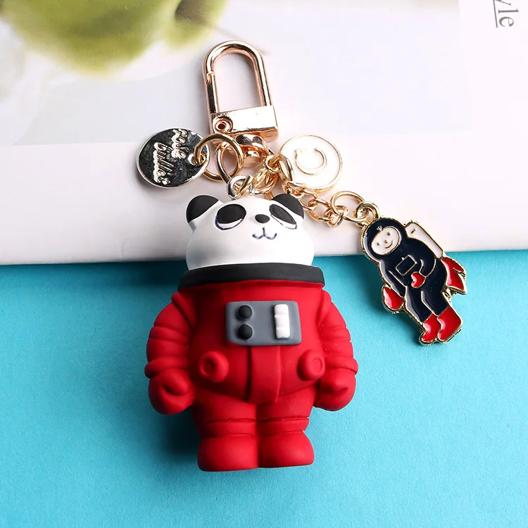 

Creative Astronaut Personality Space Panda Keychain Boy Girl Couple's Fashion Trinket Unisex Bag Car Keyring Accessories Pendant