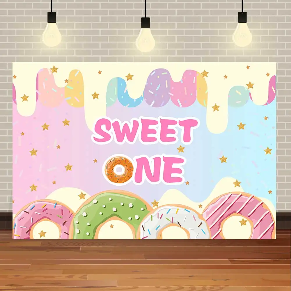 

Seekpro Sweet 1Year Donuts Photography Background Newborn Child Portrait Photo Birthday Party Backdrop Decoration Props Studio