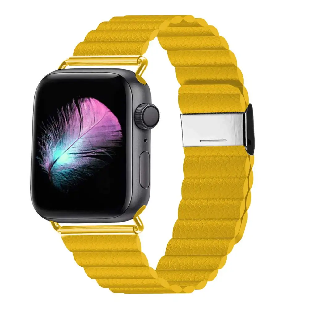 

Strap For Apple watch band 44mm 40mm iWatch band 38mm 42mm Magnetic bracelet Genuine Leather loop apple watch series 3 4 se 6 7