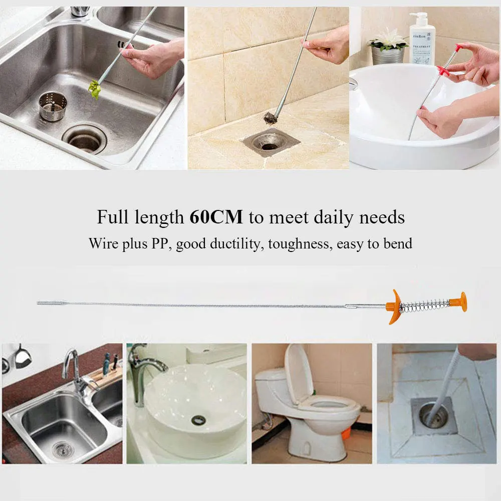 60 см щетка для чистки канализации дома Сгибаемая Раковина Ванна Туалет земснаряд