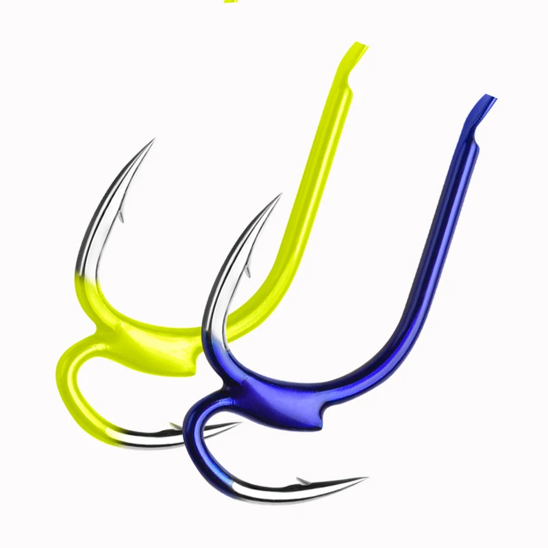 

10Pcs Fishing Hook Yellow High-carbon Steel Two Strength Tip Sharp Fighting With Barbed Fish Gear For Sea Fishing Pesca