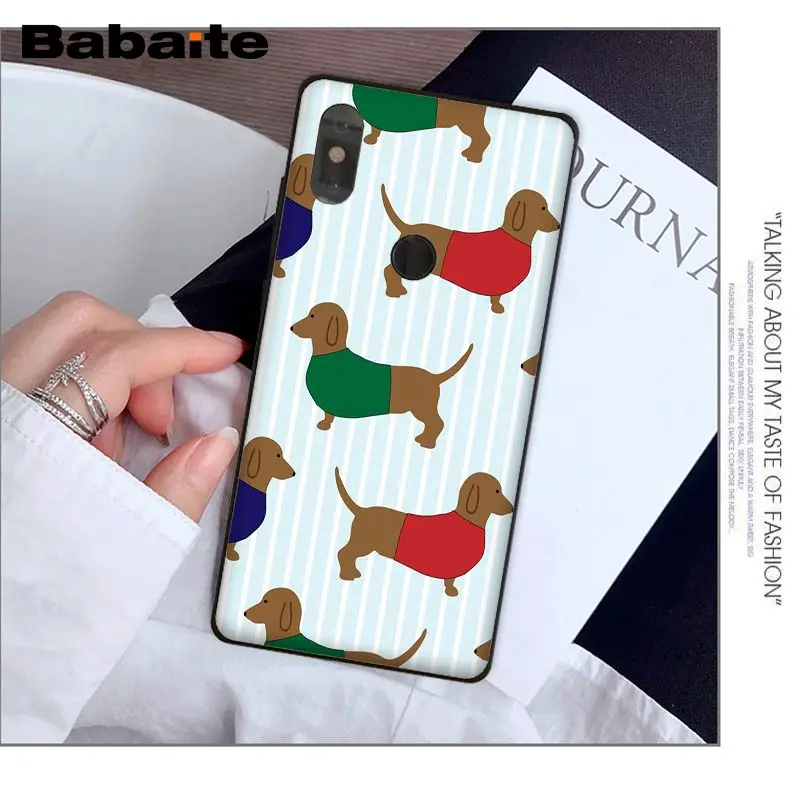 Babaite Animals Dogs Dachshund Black Soft Shell Phone Cover for Xiaomi Mi Note 2 3 MIX 2 2S Redmi 5 5 Plus 6 6Pro 6A Note 5 5A