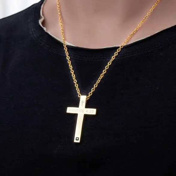 Ожерелье с крестом из нержавеющей стали для мужчин и женщин колье подвеской