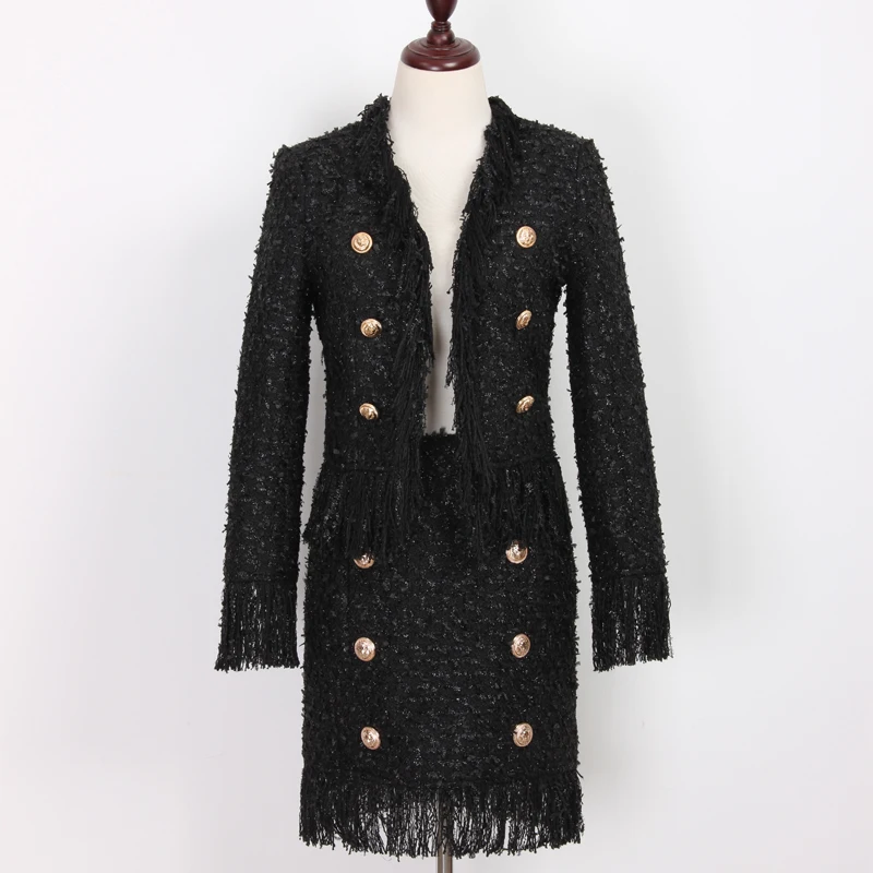 fragrance New with small and slim temperament high end customized bright silk wool fringe suit