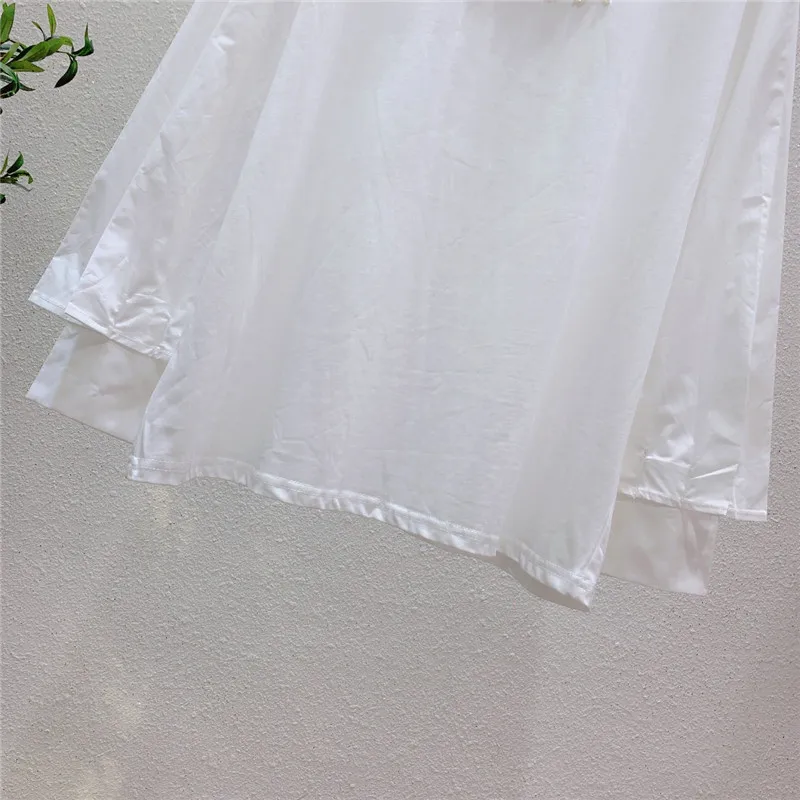 

2021 Spring Fall European Stitching Female Shirt Long Sleeve Beads Idle Style Women Sweatshirt O-neck White Pullover Hoodie