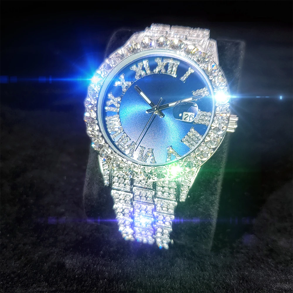 

MISSFOX Blue Dial Business Watches For Men Stainless Steel Round Men's Watches Birthday Gift Calendar Wedding Quartz Watch Man