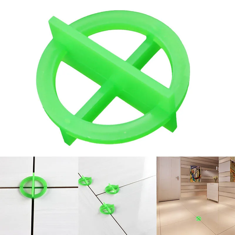 

100Pcs Green/White Cross Leveling Recyclable Plastic Tile Leveling System Base Spacer Tiles and Tiling Tiles