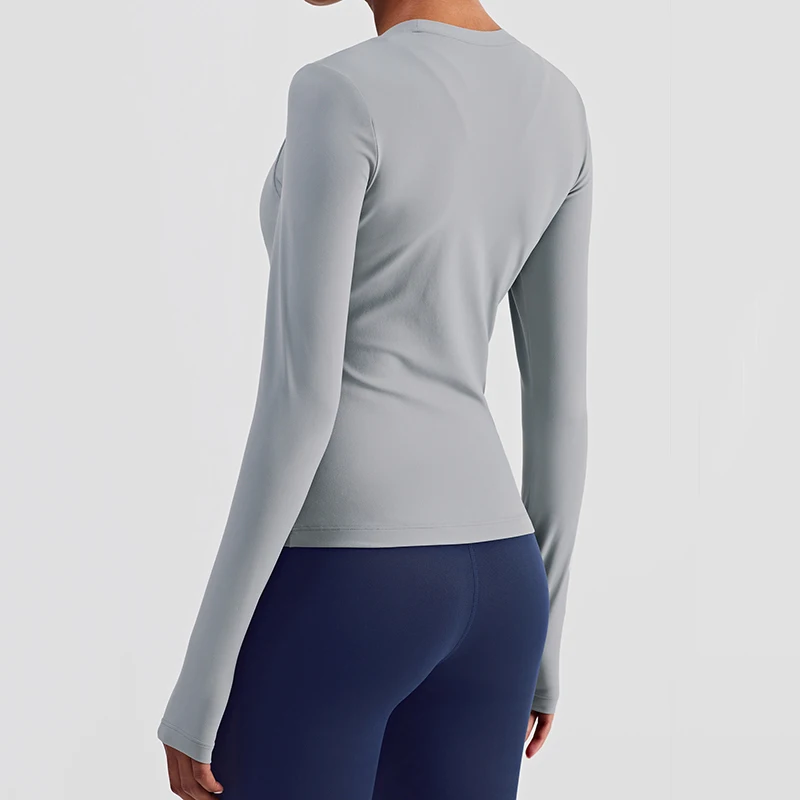 Vnazvnasi New Style Long Sleeve Naked Feel Women Yoga Shirts Slim Anti-Sweat High Elastic Yoga Tops Fitness Gym Workout Tights