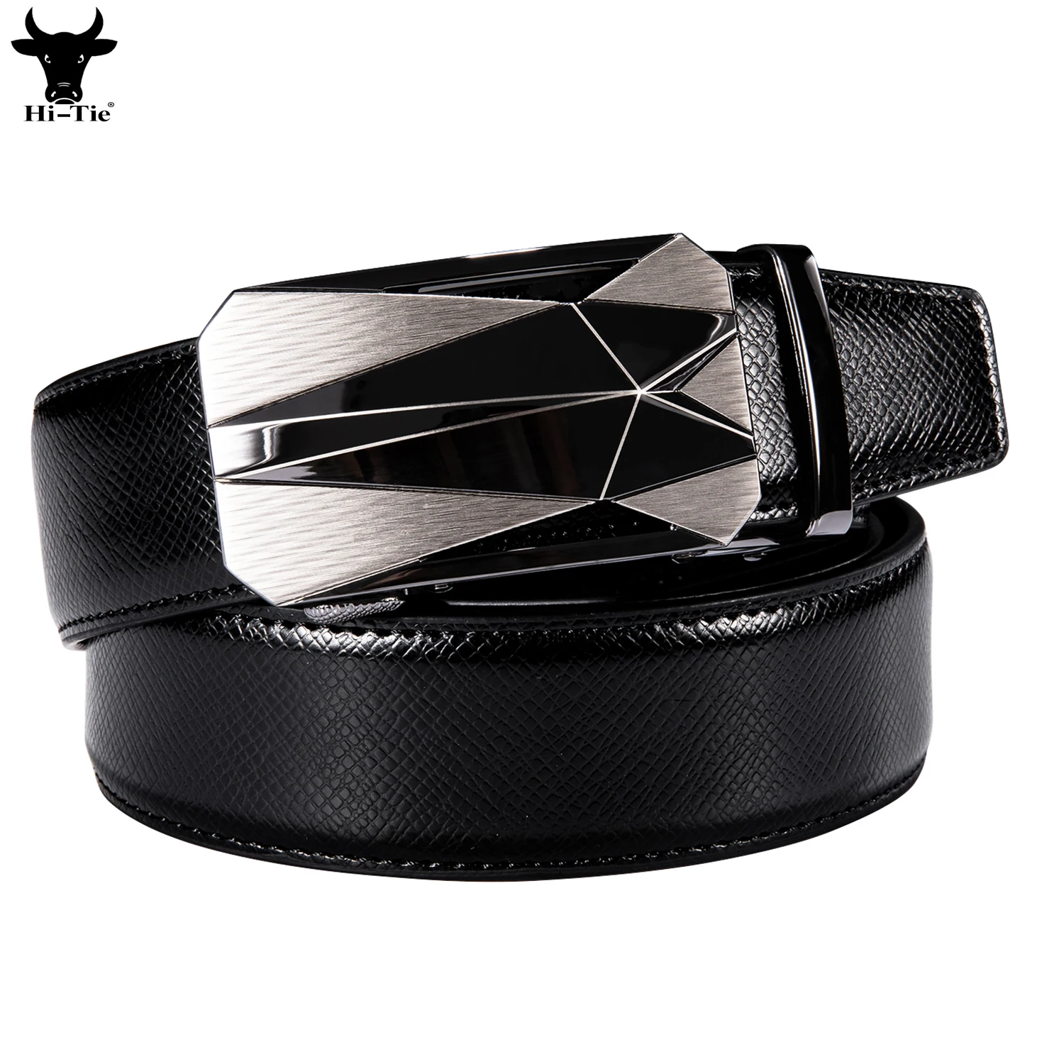 Luxury Black Genuine Leather Mens Belts Designer Automatic Buckles Ratchet Vintage Waistband Belt for Men Jeans Dress Suit Gift