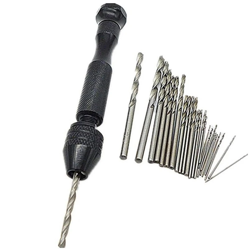1set Twistdrill Handdrill Mini With Aluminum Hand Drill Micro Keyless Chuck 10 Twist Drills Rotary Tools | Инструменты