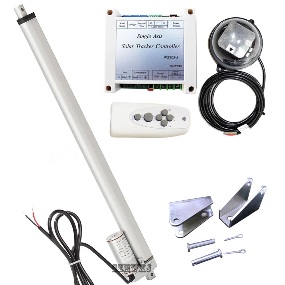 DC 12V 450mm/1" инсульт многоцелевой линейный привод W/Электронный Солнечный контроллер для 1 кВт одной оси трекер панели солнечных батарей Комплект