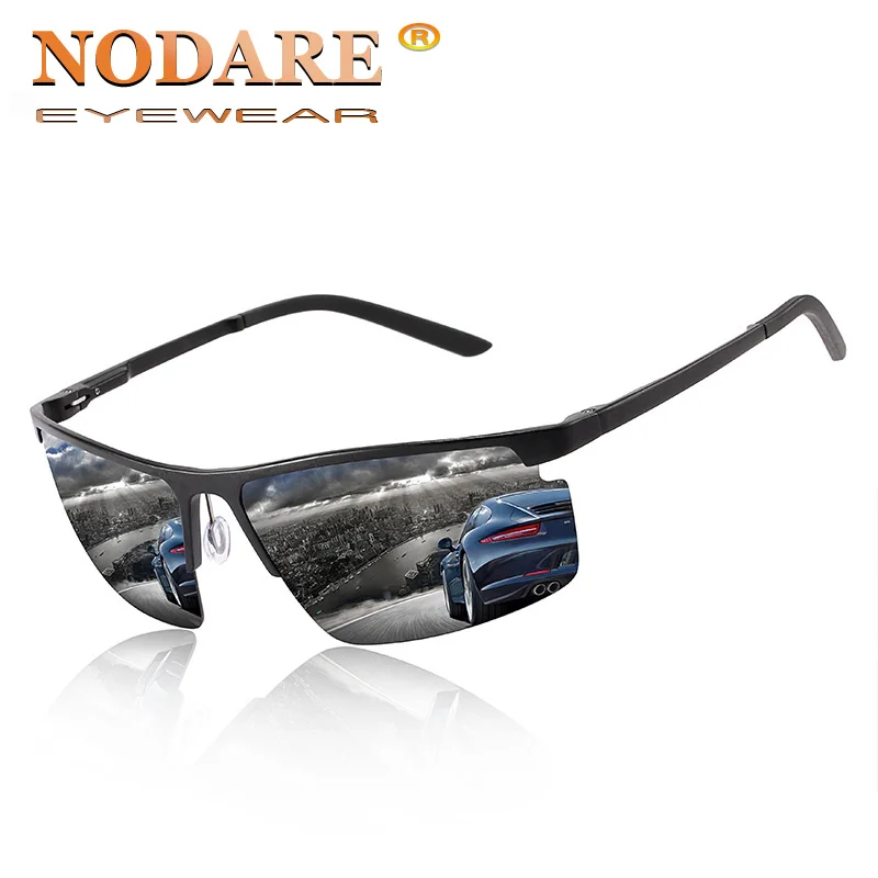 Мужские солнцезащитные очки NODARE брендовые поляризационные с алюминиевой