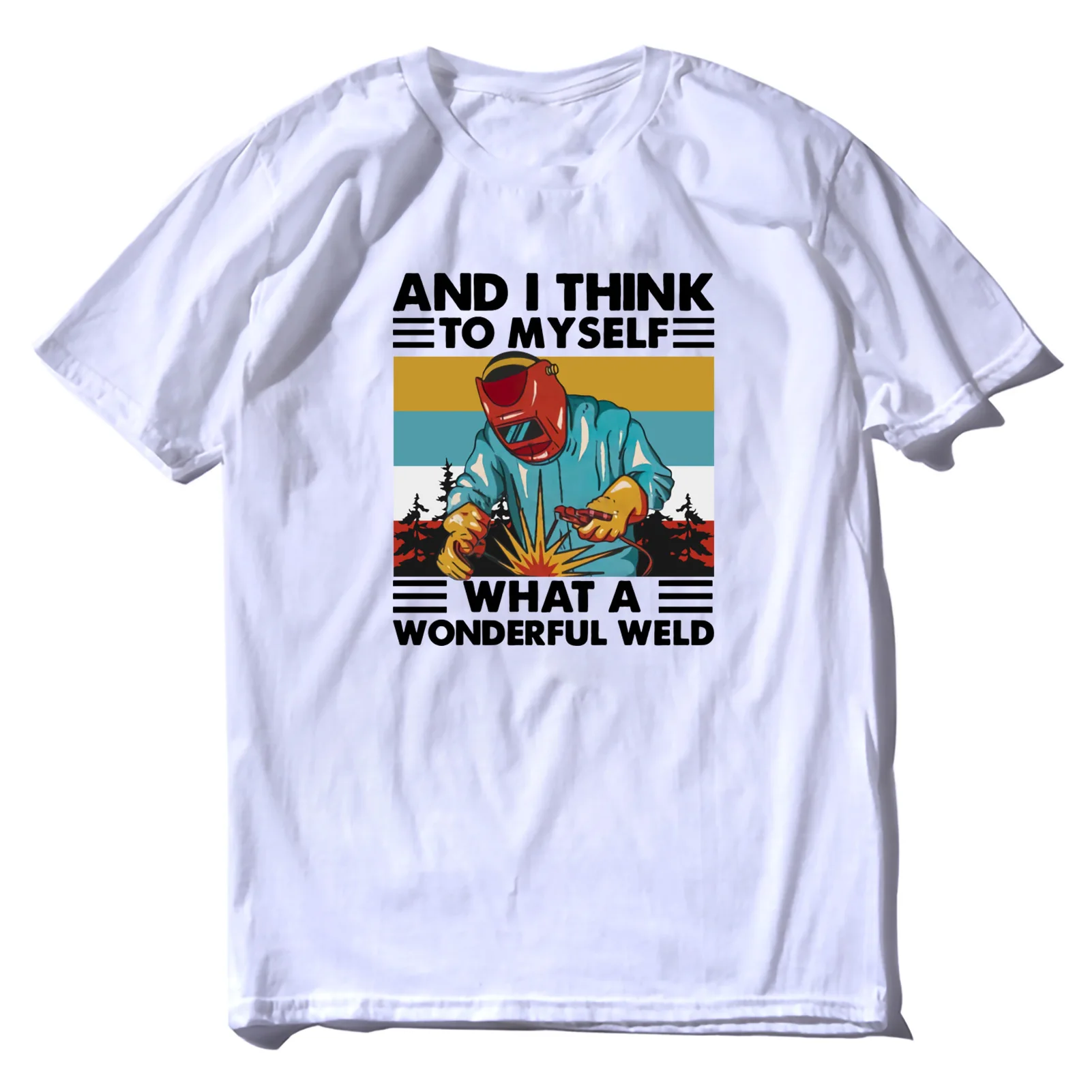 

Футболка унисекс из 100% хлопка «сварщик и я думаю себе», забавный подарок в ретро стиле, летняя мужская футболка, женская мягкая футболка