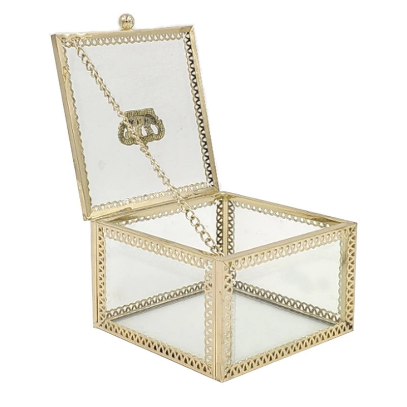 

Transparent Glass Ring Box Wedding Ring Box Geometric Clear Glass Jewelry Box Jewelry Tabletop Storage Holder