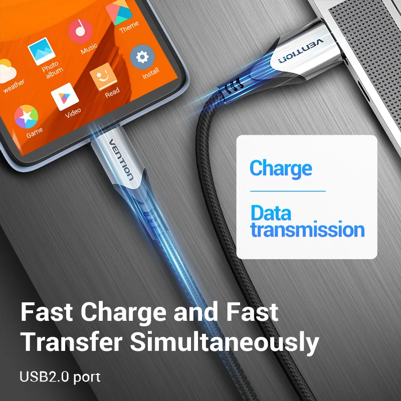 vention micro usb cable 3a nylon fast charger usb type c data cable for samsung xiaomi lg android micro usb mobile phone cables free global shipping